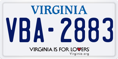 VA license plate VBA2883