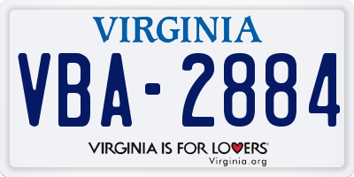VA license plate VBA2884