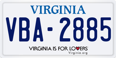 VA license plate VBA2885