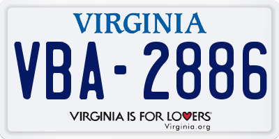 VA license plate VBA2886