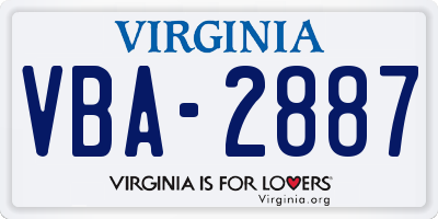 VA license plate VBA2887