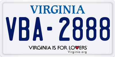 VA license plate VBA2888