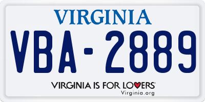 VA license plate VBA2889
