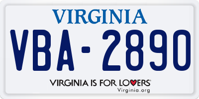 VA license plate VBA2890