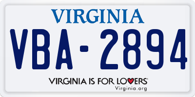 VA license plate VBA2894