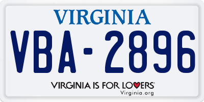 VA license plate VBA2896