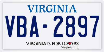 VA license plate VBA2897