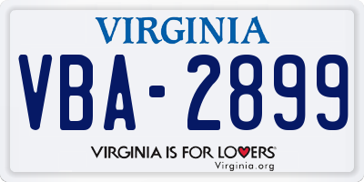 VA license plate VBA2899