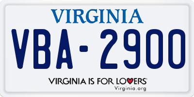 VA license plate VBA2900