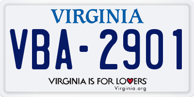 VA license plate VBA2901