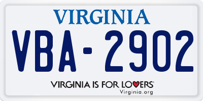VA license plate VBA2902