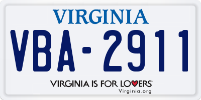 VA license plate VBA2911