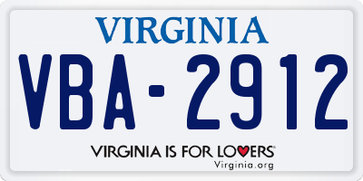 VA license plate VBA2912