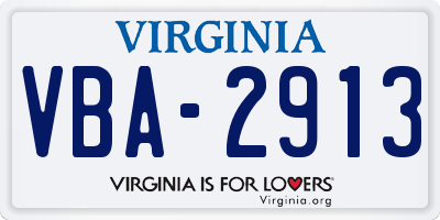 VA license plate VBA2913