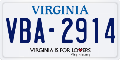 VA license plate VBA2914