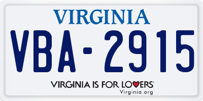 VA license plate VBA2915
