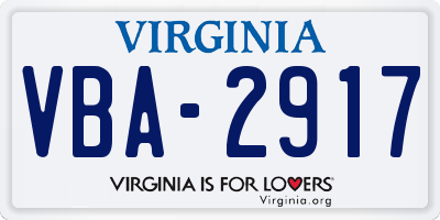 VA license plate VBA2917