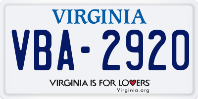 VA license plate VBA2920