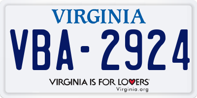 VA license plate VBA2924