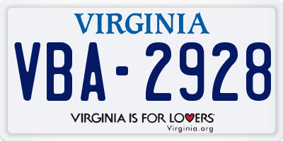 VA license plate VBA2928