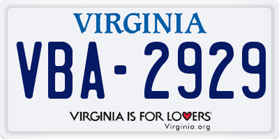 VA license plate VBA2929