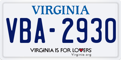 VA license plate VBA2930