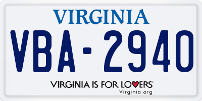VA license plate VBA2940