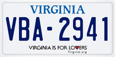 VA license plate VBA2941