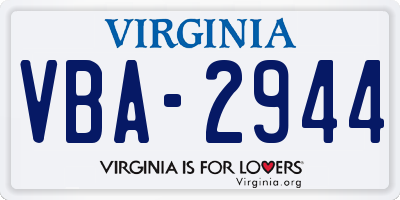 VA license plate VBA2944