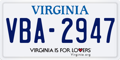 VA license plate VBA2947