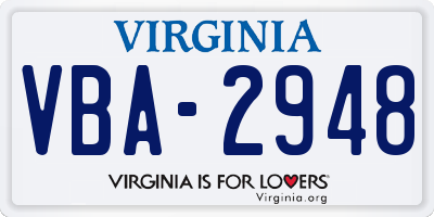 VA license plate VBA2948