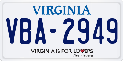 VA license plate VBA2949