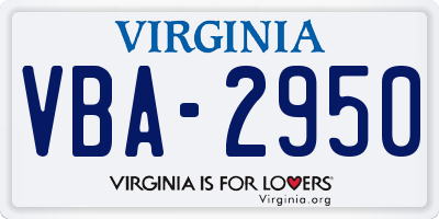 VA license plate VBA2950