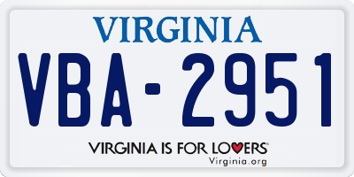 VA license plate VBA2951