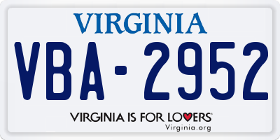 VA license plate VBA2952