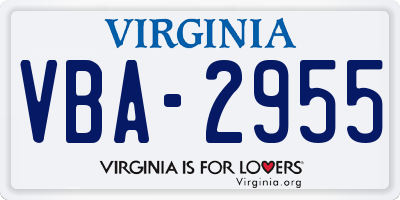 VA license plate VBA2955