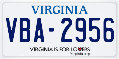 VA license plate VBA2956