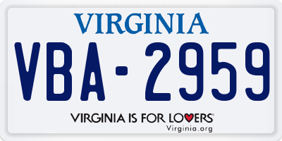 VA license plate VBA2959