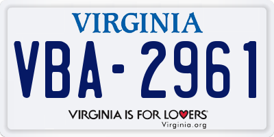 VA license plate VBA2961