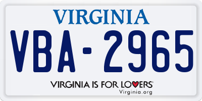 VA license plate VBA2965
