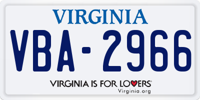 VA license plate VBA2966