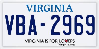 VA license plate VBA2969