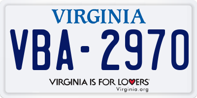 VA license plate VBA2970