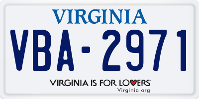 VA license plate VBA2971