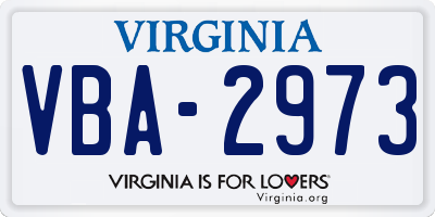 VA license plate VBA2973
