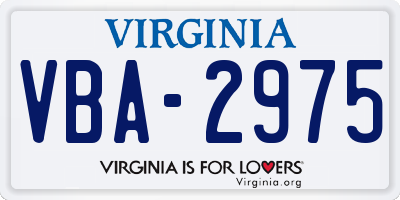 VA license plate VBA2975