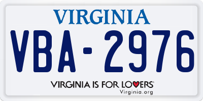VA license plate VBA2976