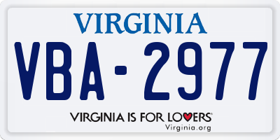 VA license plate VBA2977