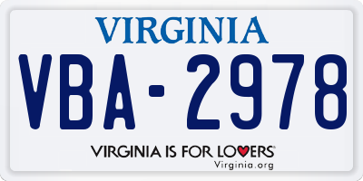 VA license plate VBA2978