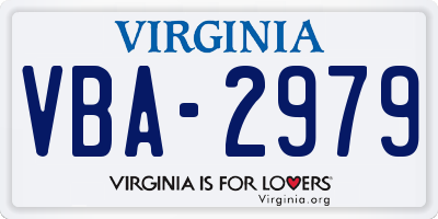 VA license plate VBA2979